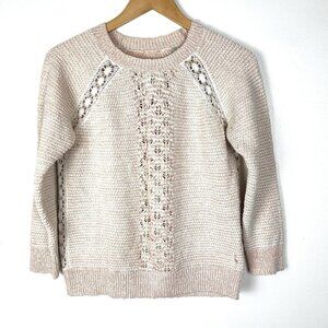 Women’s Jack Wills Cotton Blend Pink Sweater sz 8 Lace Cottage Romantic Ballet
